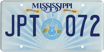 MS license plate JPT072