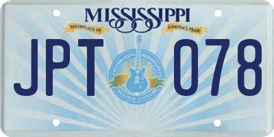 MS license plate JPT078