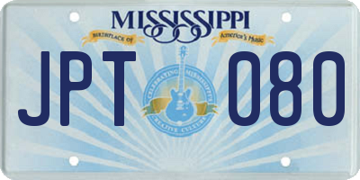 MS license plate JPT080