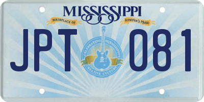 MS license plate JPT081