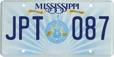 MS license plate JPT087