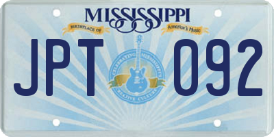 MS license plate JPT092