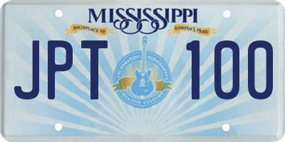 MS license plate JPT100