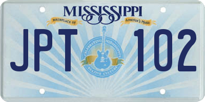 MS license plate JPT102