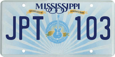 MS license plate JPT103