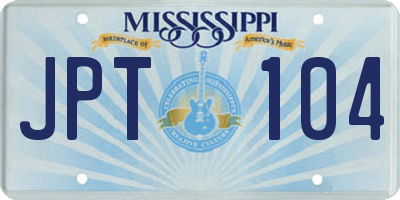 MS license plate JPT104