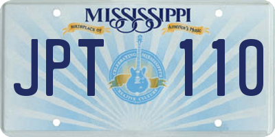 MS license plate JPT110
