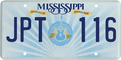 MS license plate JPT116