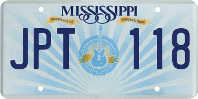 MS license plate JPT118