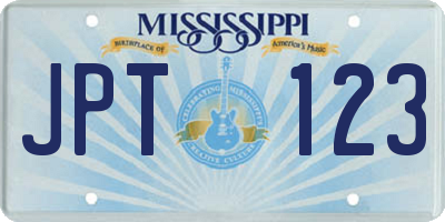 MS license plate JPT123