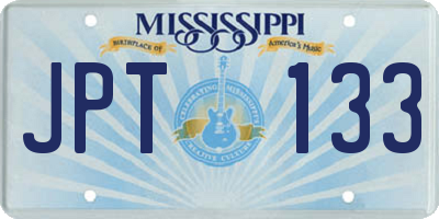 MS license plate JPT133