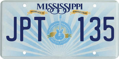 MS license plate JPT135