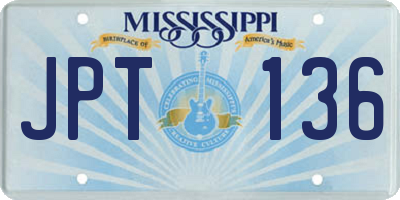MS license plate JPT136