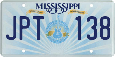 MS license plate JPT138