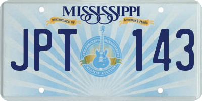 MS license plate JPT143