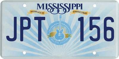 MS license plate JPT156