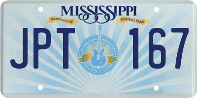 MS license plate JPT167