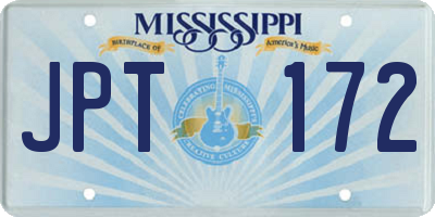 MS license plate JPT172