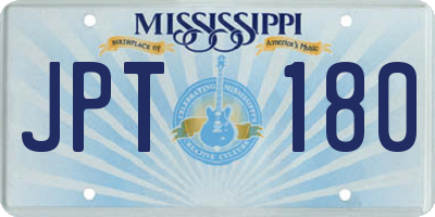 MS license plate JPT180