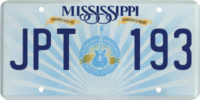 MS license plate JPT193