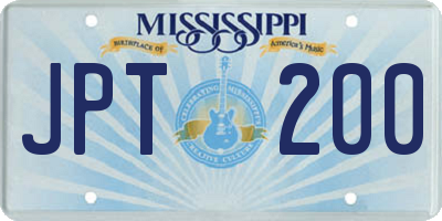 MS license plate JPT200