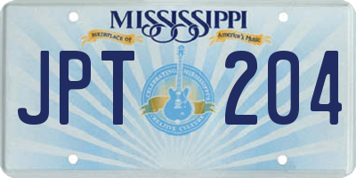 MS license plate JPT204
