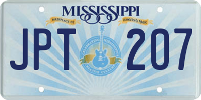 MS license plate JPT207