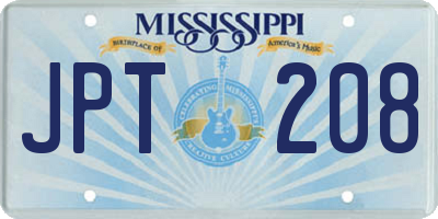 MS license plate JPT208