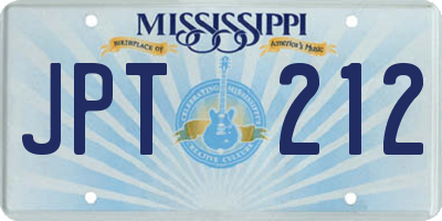 MS license plate JPT212