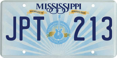 MS license plate JPT213