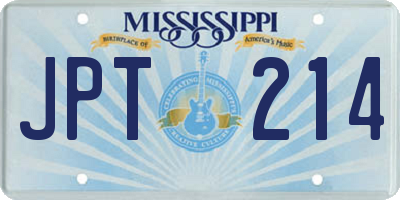 MS license plate JPT214