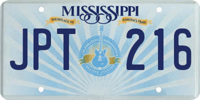 MS license plate JPT216
