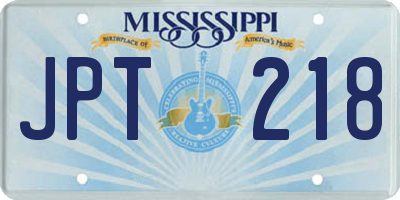MS license plate JPT218