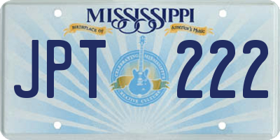 MS license plate JPT222