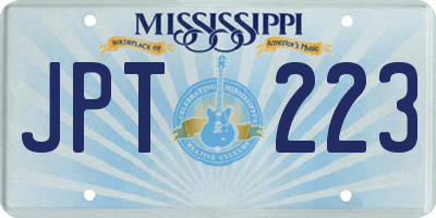 MS license plate JPT223