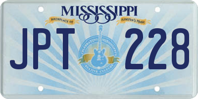 MS license plate JPT228