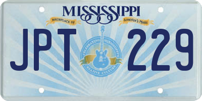 MS license plate JPT229