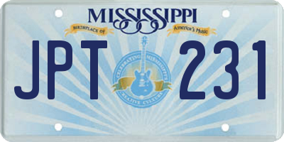 MS license plate JPT231