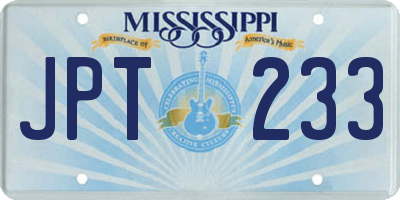 MS license plate JPT233