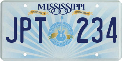 MS license plate JPT234