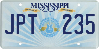 MS license plate JPT235