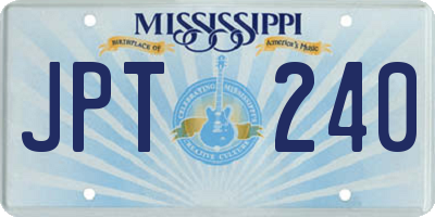 MS license plate JPT240