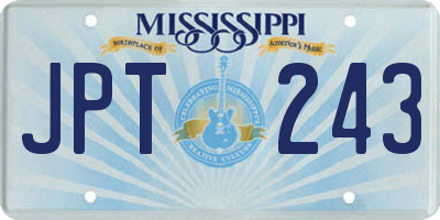 MS license plate JPT243