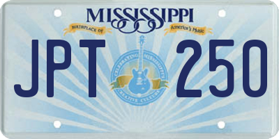 MS license plate JPT250
