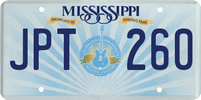 MS license plate JPT260