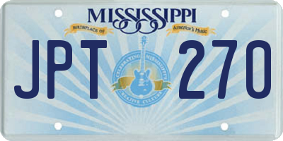 MS license plate JPT270
