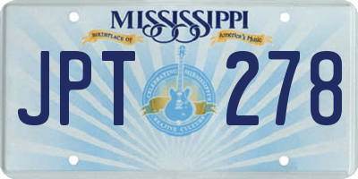 MS license plate JPT278