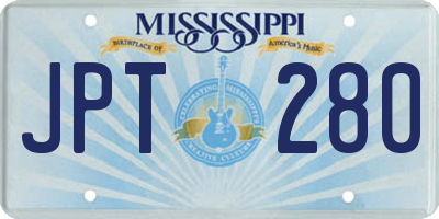MS license plate JPT280