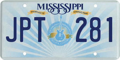 MS license plate JPT281