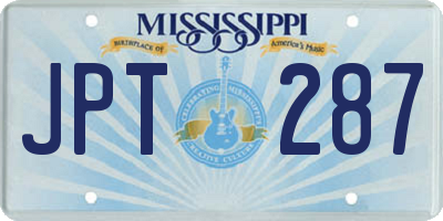 MS license plate JPT287